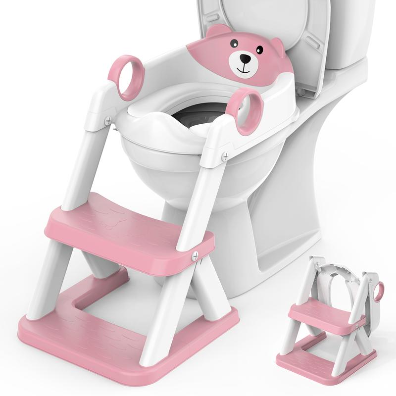 Kids Potty Training Ladder with Toilet Seat, Non-Slip Steps & Handles
