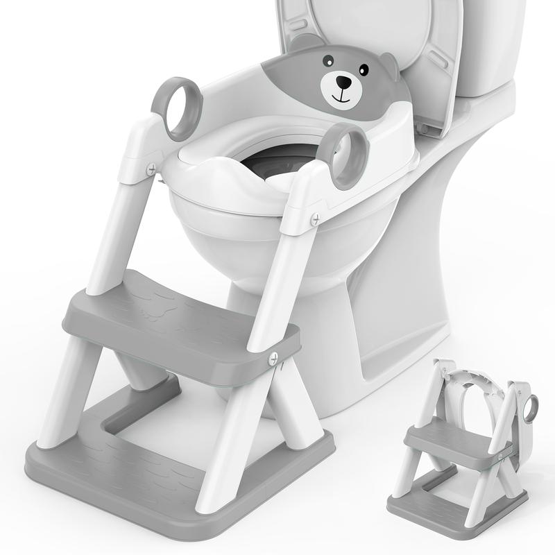 Kids Potty Training Ladder with Toilet Seat, Non-Slip Steps & Handles