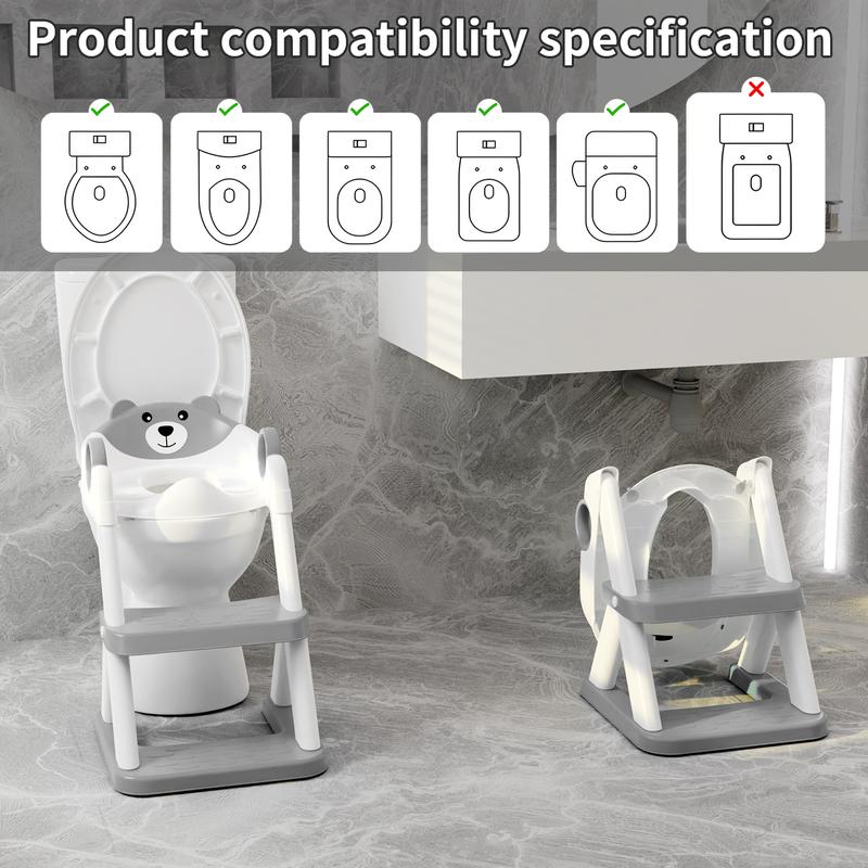 Kids Potty Training Ladder with Toilet Seat, Non-Slip Steps & Handles