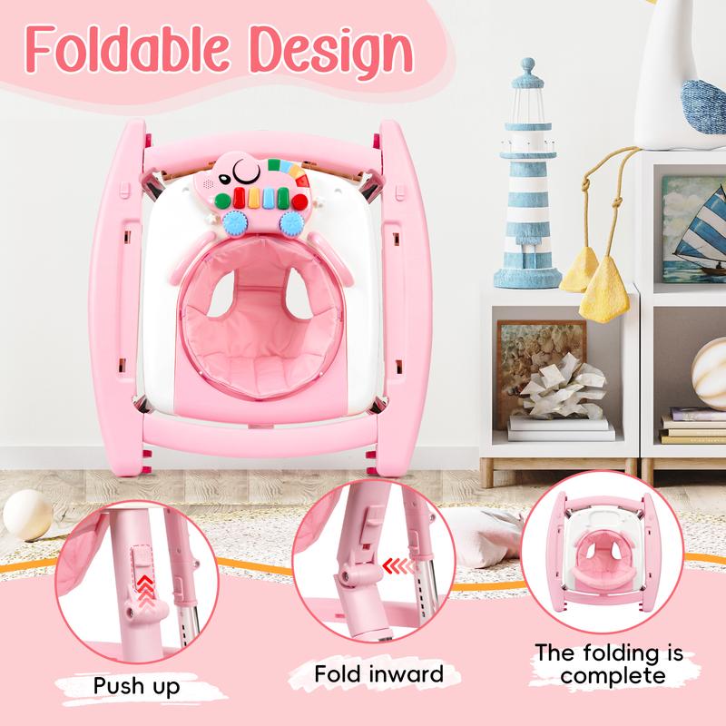 5-in-1 Baby Walker for Boys & Girls, Foldable Infant Walker with Adjustable Height