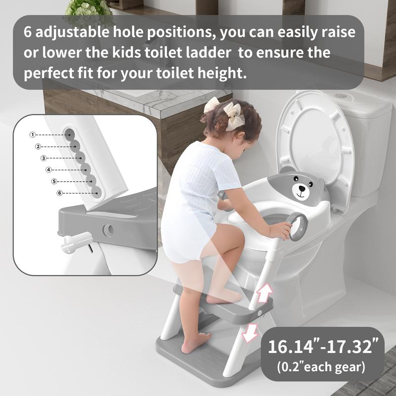 Kids Potty Training Ladder with Toilet Seat, Non-Slip Steps & Handles