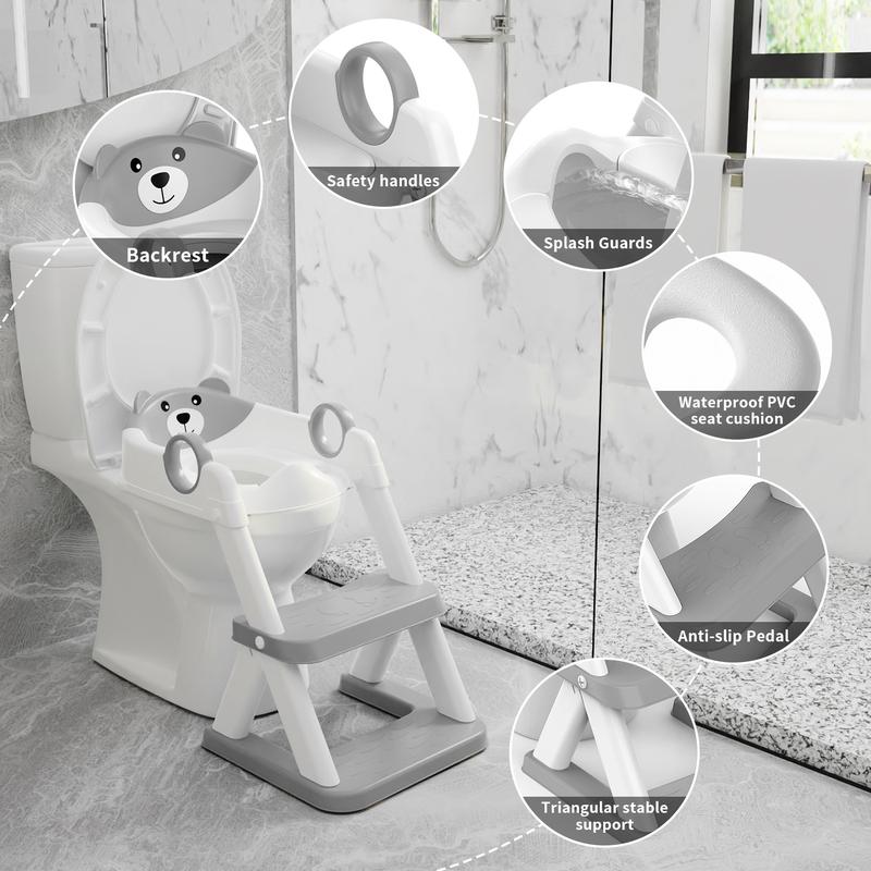 Kids Potty Training Ladder with Toilet Seat, Non-Slip Steps & Handles