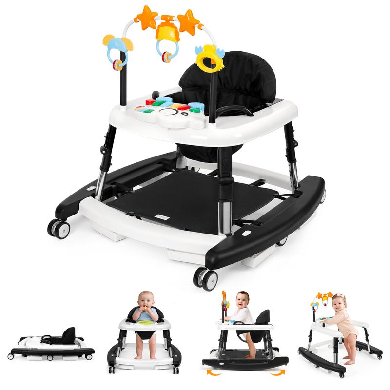 5-in-1 Baby Walker for Boys & Girls, Foldable Infant Walker with Adjustable Height