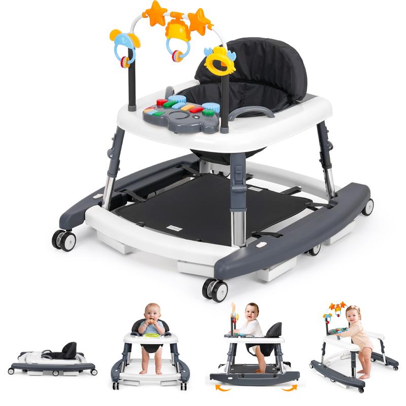 5-in-1 Baby Walker for Boys & Girls, Foldable Infant Walker with Adjustable Height
